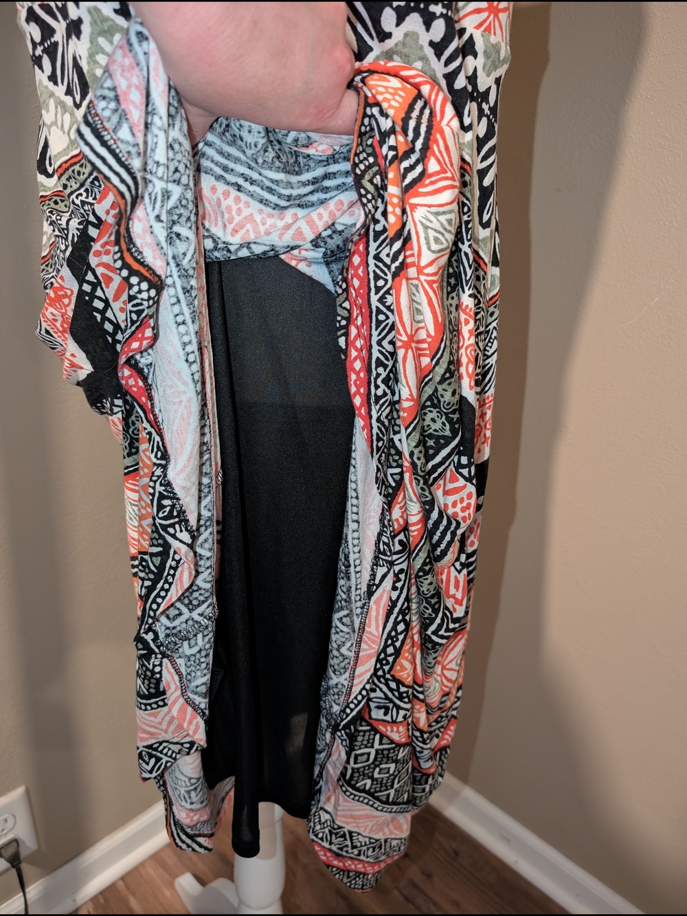LOFT Coral, Black & Cream Aztec-Print Midi Dress - Picture 5 of 10